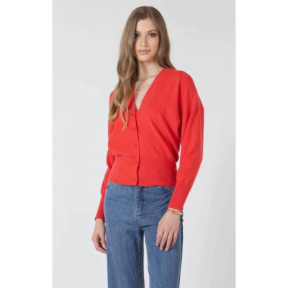 NEW DEX v-neck soft knit cardigan in coral crush